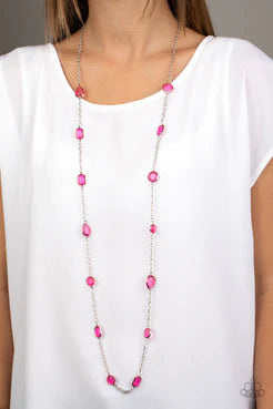 Paparazzi Necklaces - Glassy Glamorous - Pink