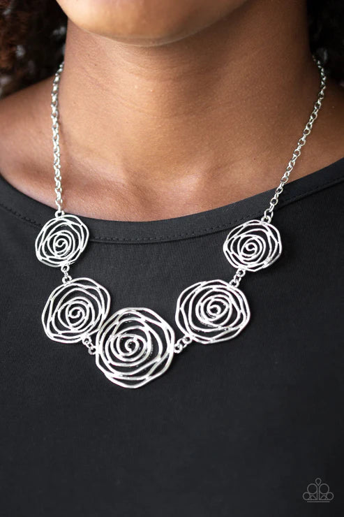 Paparazzi Necklaces - Rosy Rosette - Silver