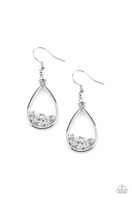 Paparazzi Earrings - Raindrop Radiance - White