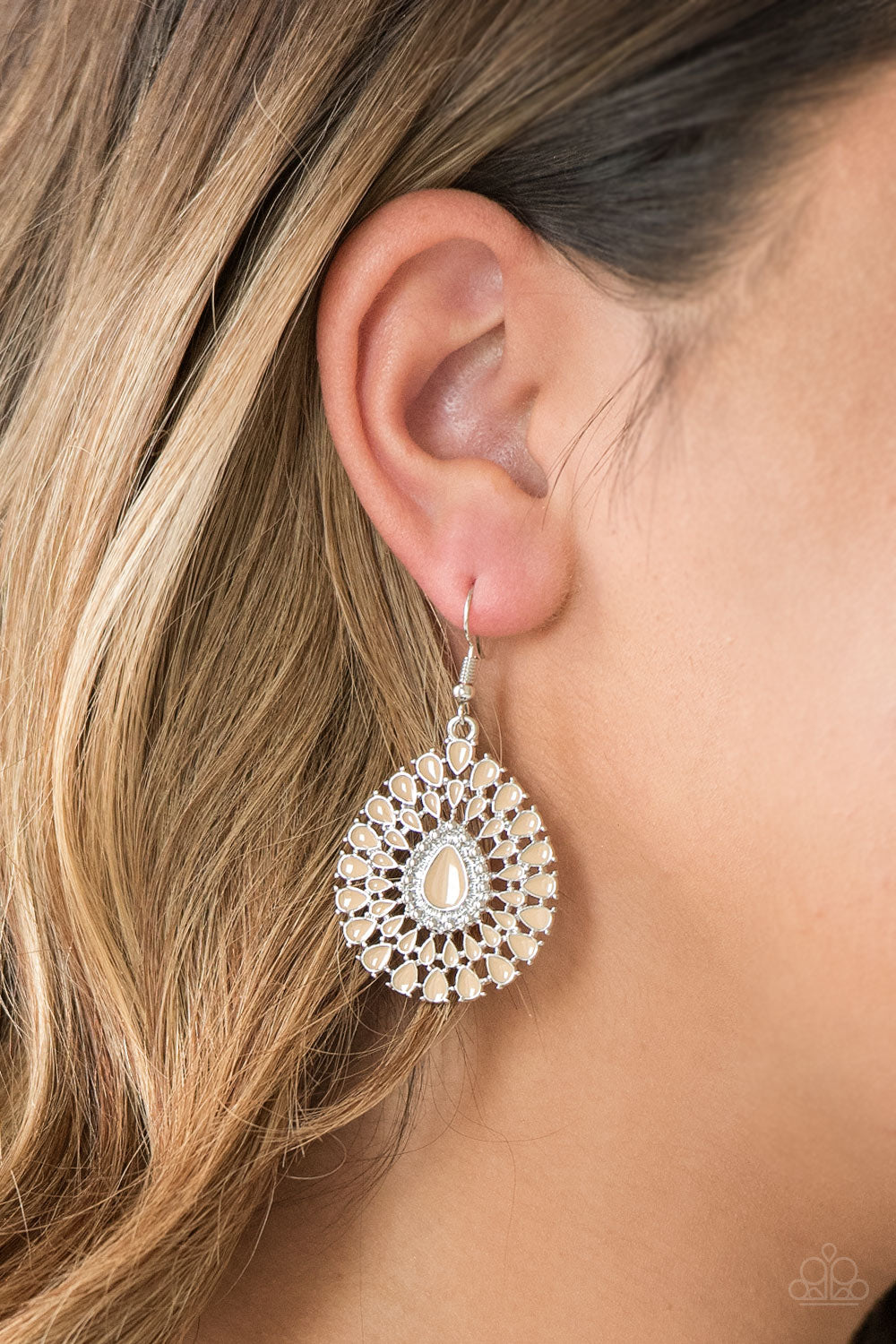 Paparazzi Earrings - City Chateau - Brown