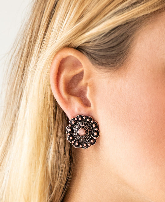 Paparazzi earring - Foxy Flower Gardens - Copper