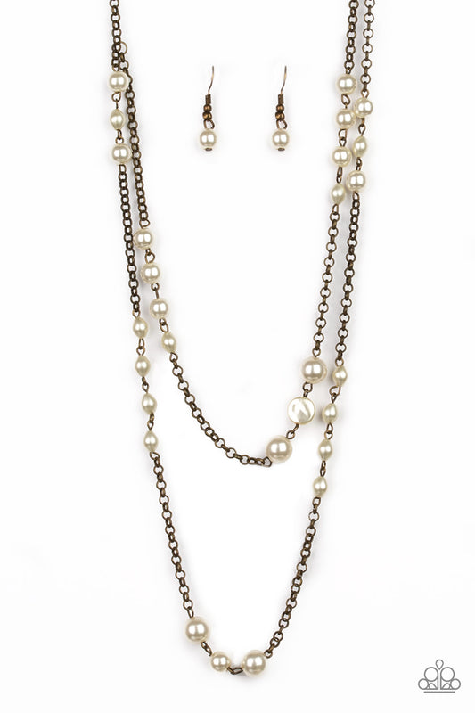 Paparazzi Necklaces - Pearl Promenade - Brass