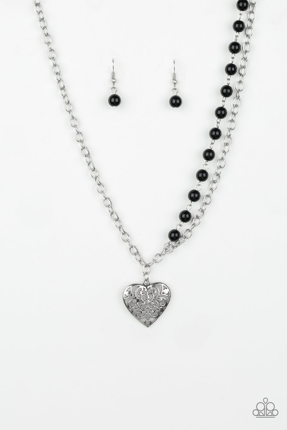 Paparazzi necklace - Forever In My Heart - Black