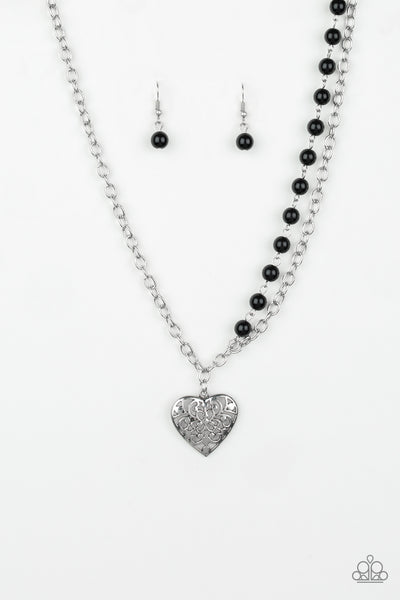 Paparazzi necklace - Forever In My Heart - Black