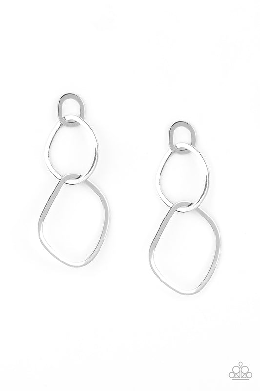 Paparazzi Earrings - Twisted Trio - Silver