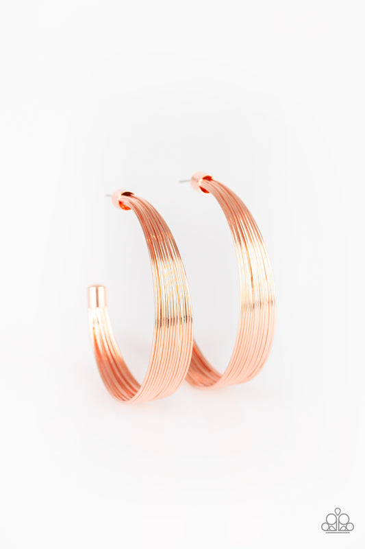 Paparazzi Earrings - Live Wire - Copper