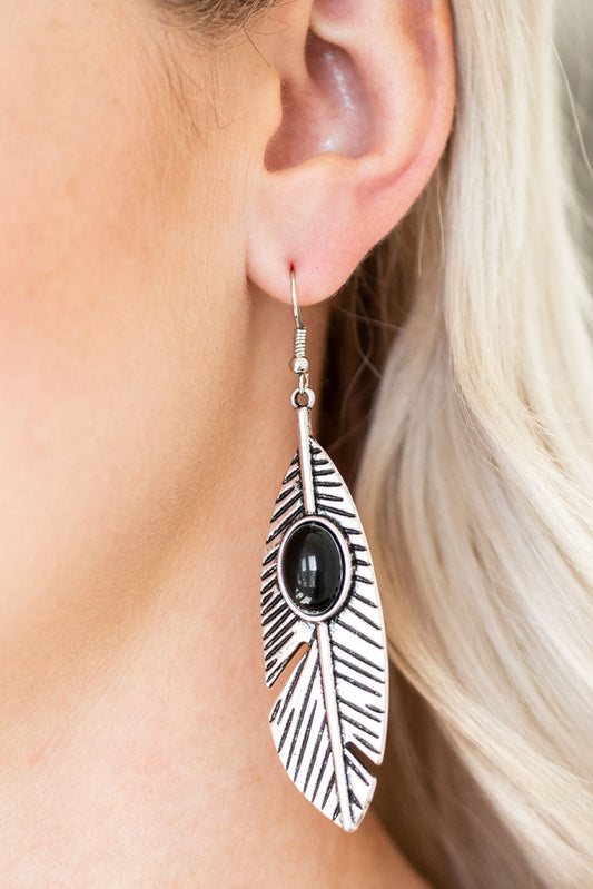 Paparazzi Earrings - Quill Thrill - Black
