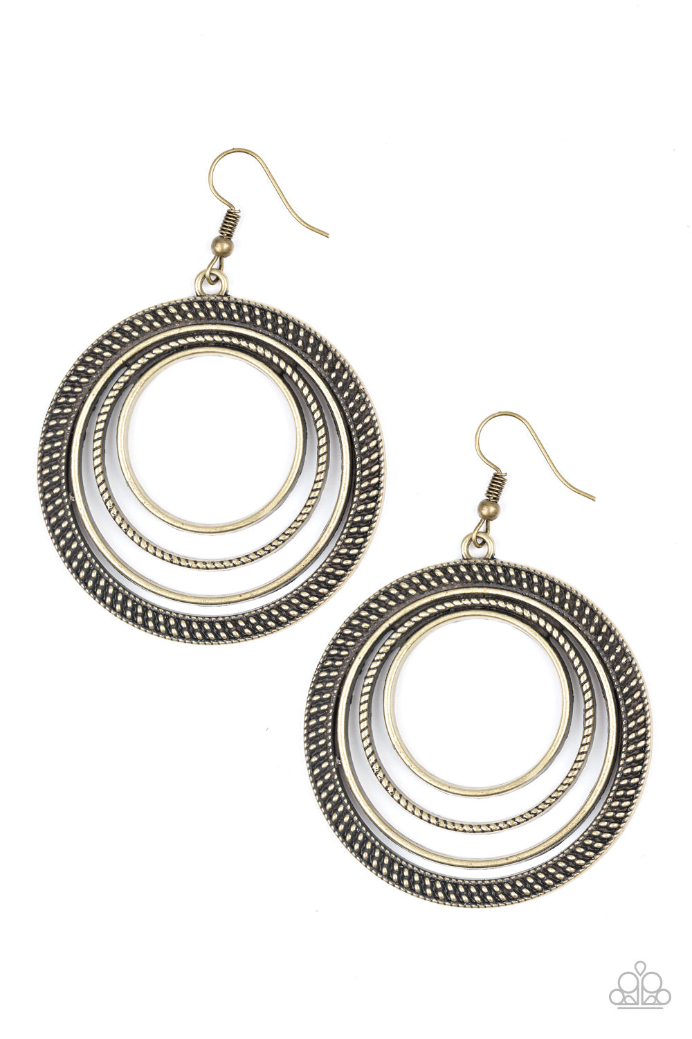 Paparazzi earring - Totally Textured - Brass