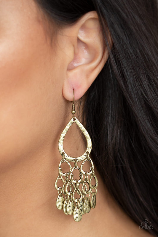 Paparazzi earring - Teardrop Trinket - Brass