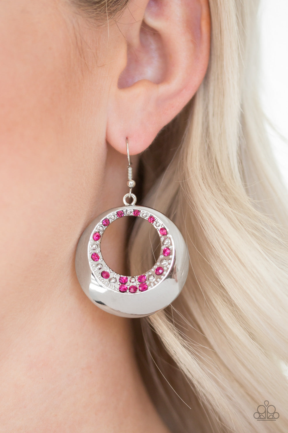 Paparazzi Earrings - Ringed In Refinement - Pink