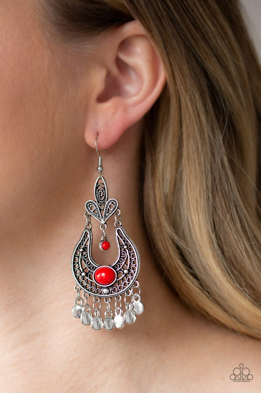 Paparazzi earring - Fiesta Flair - Red