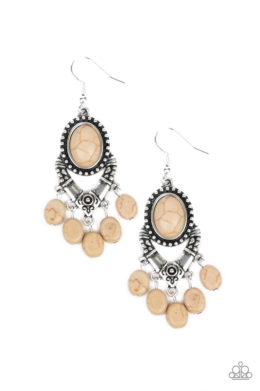 Paparazzi Earrings - Southern Sandstone - Brown