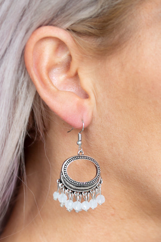 Paparazzi Earrings- Happy Days - White