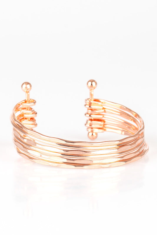Paparazzi Bracelets - Timelessly Textured - Rose Gold