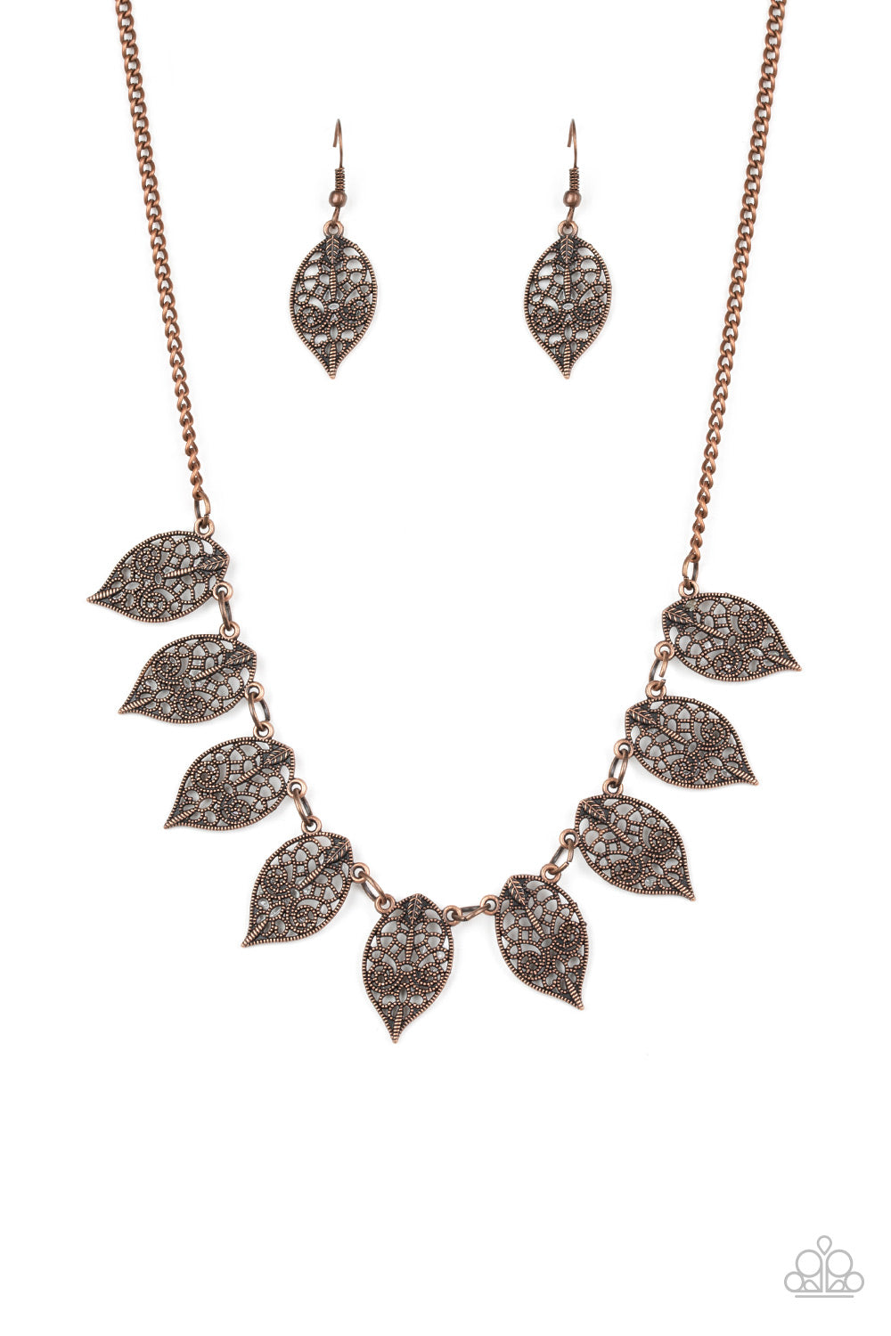 Paparazzi necklace - Leafy Lagoon - Copper