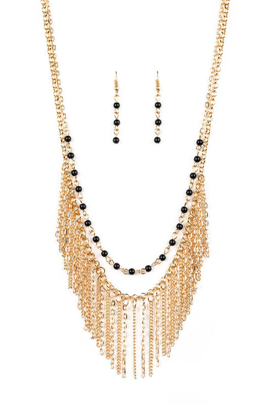 Paparazzi Necklaces - Fierce In Fringe - Gold