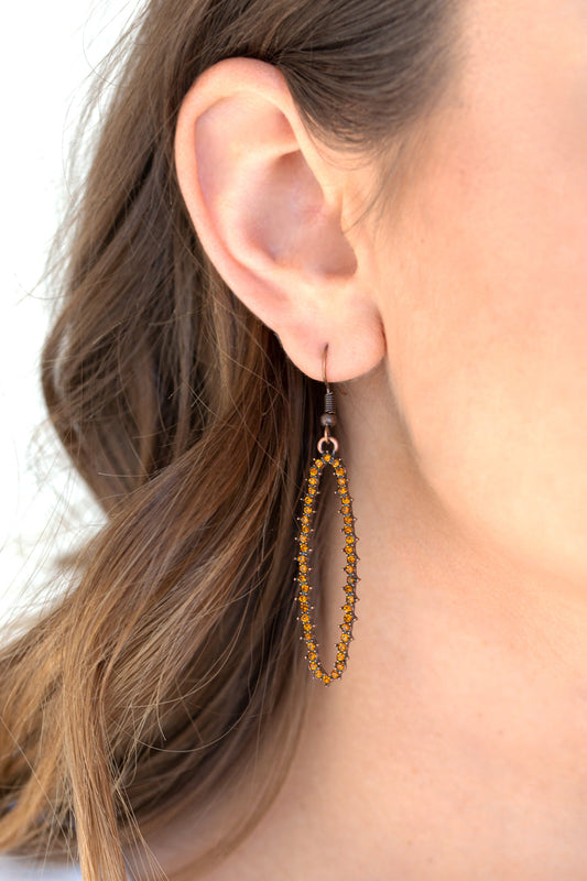 Paparazzi Earrings - A Little GLOW-mance - Copper