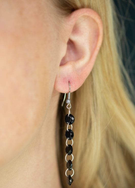 Paparazzi Earrings - Trickle-Down Effect - Black