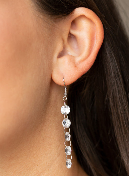 Paparazzi Earrings - Trickle-Down Effect - White