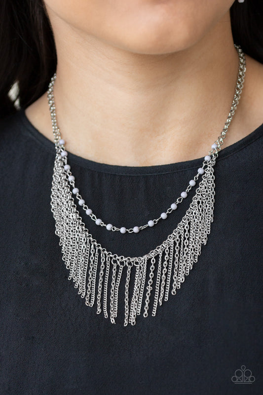 Paparazzi Necklaces - Fierce In Fringe - Silver