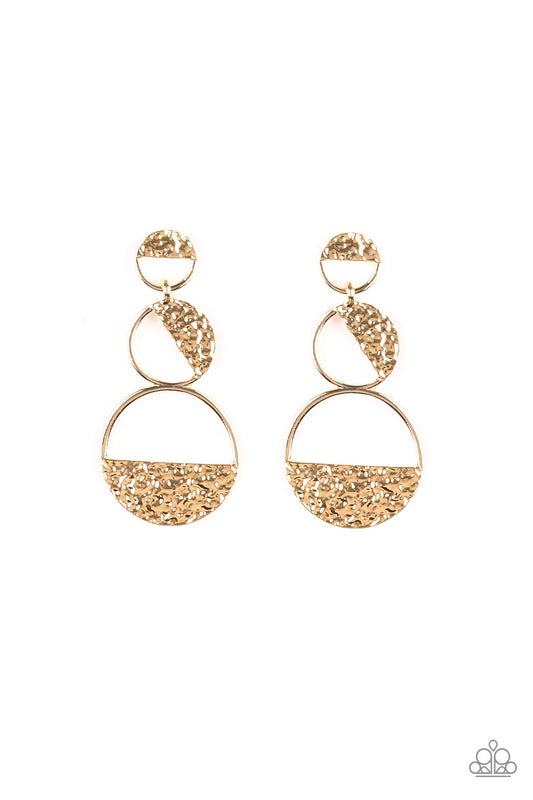 Paparazzi earrings - Triple Trifecta - Gold