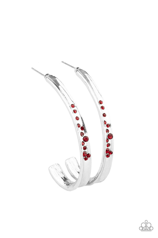 Paparazzi Earrings - Completely Hooked - Red hoop