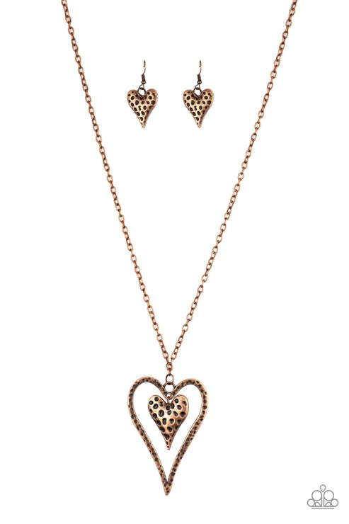 Paparazzi Necklaces - Hardened Hearts - Copper