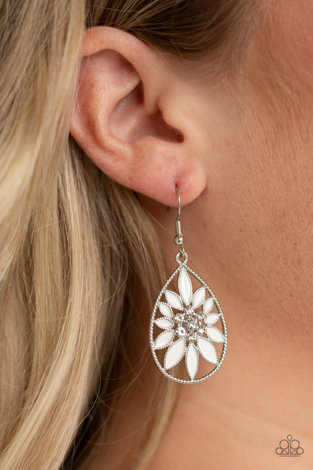 Paparazzi Earrings - Floral Morals - White