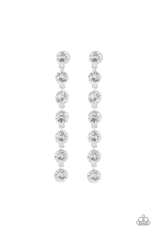 Paparazzi Earrings - Dazzling Debonair - White