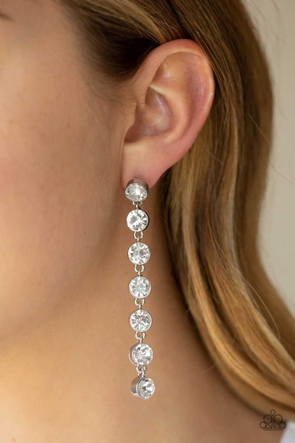 Paparazzi Earrings - Dazzling Debonair - White