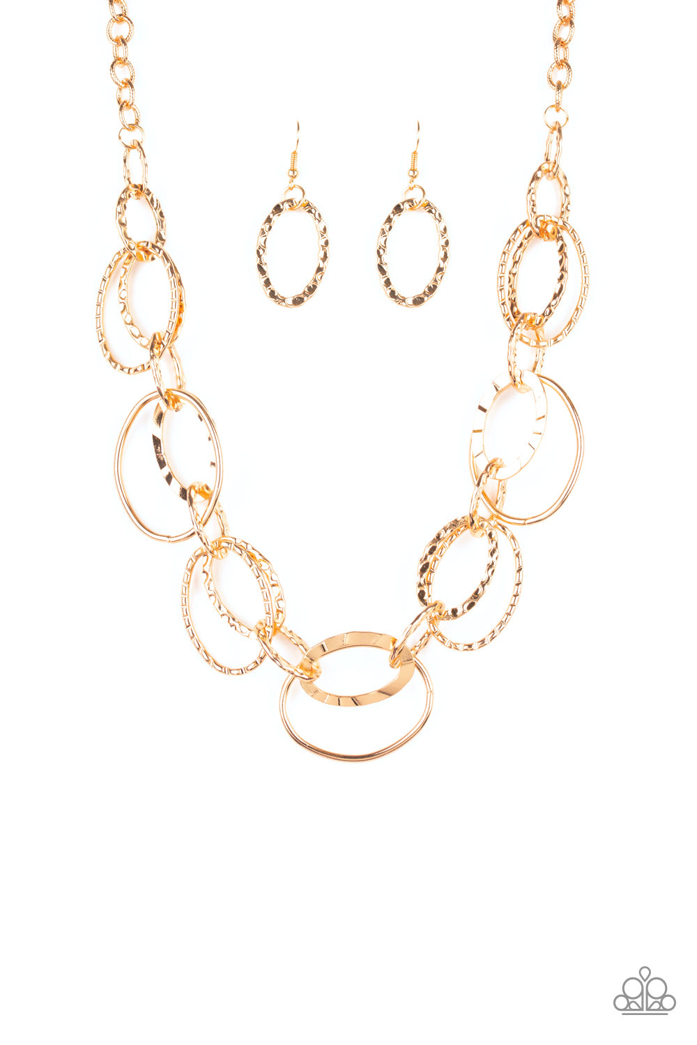 Paparazzi necklace - Bend OVAL Backwards - Gold