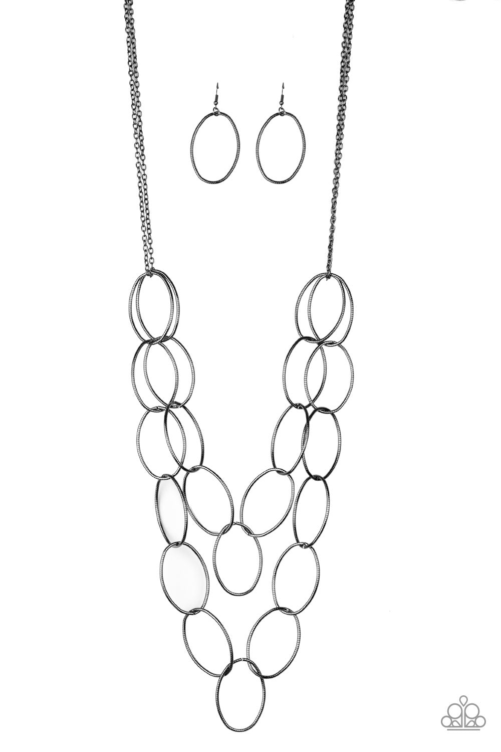 Paparazzi Necklaces - Move On OVAL! - Black
