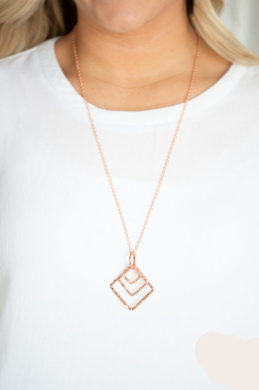 Paparazzi Necklaces - Square It Up - Copper