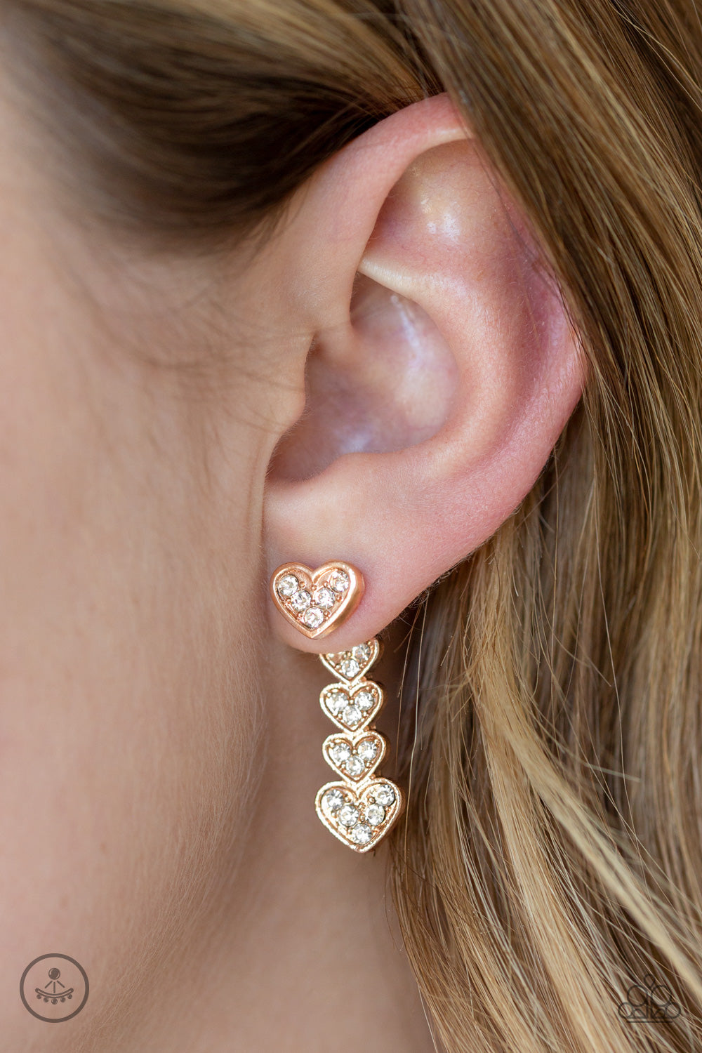 Paparazzi Earrings - Heartthrob Twinkle - Rose Gold