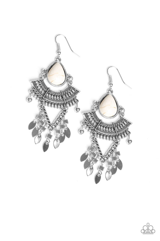 Paparazzi Earrings - Vintage Vagabond - White