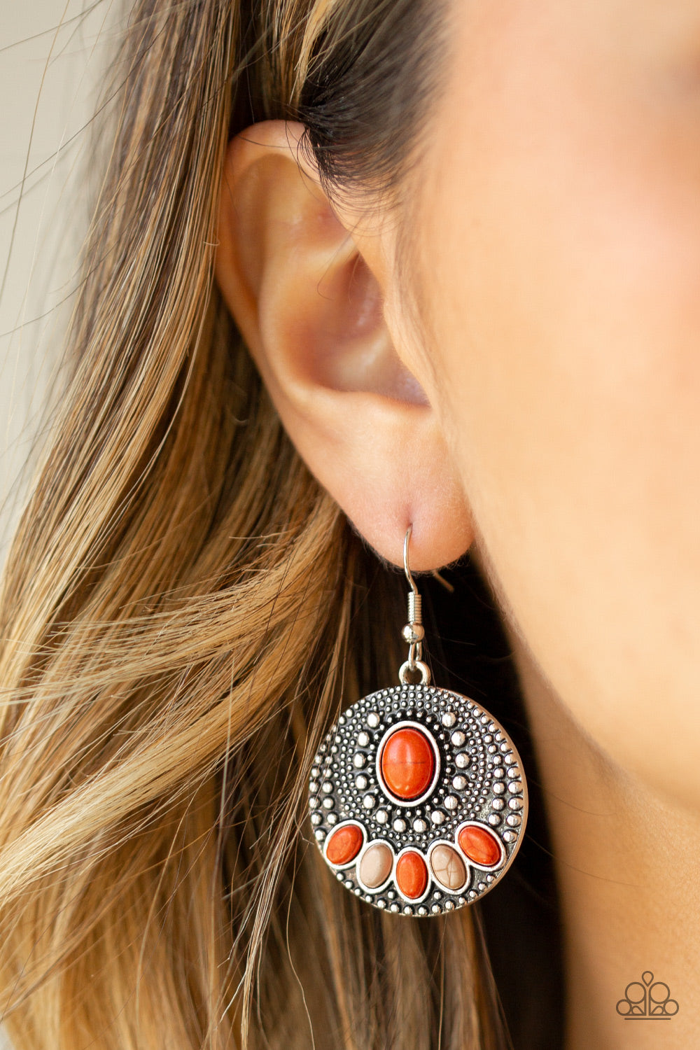 Paparazzi Earrings - Sandstone Paradise - Orange