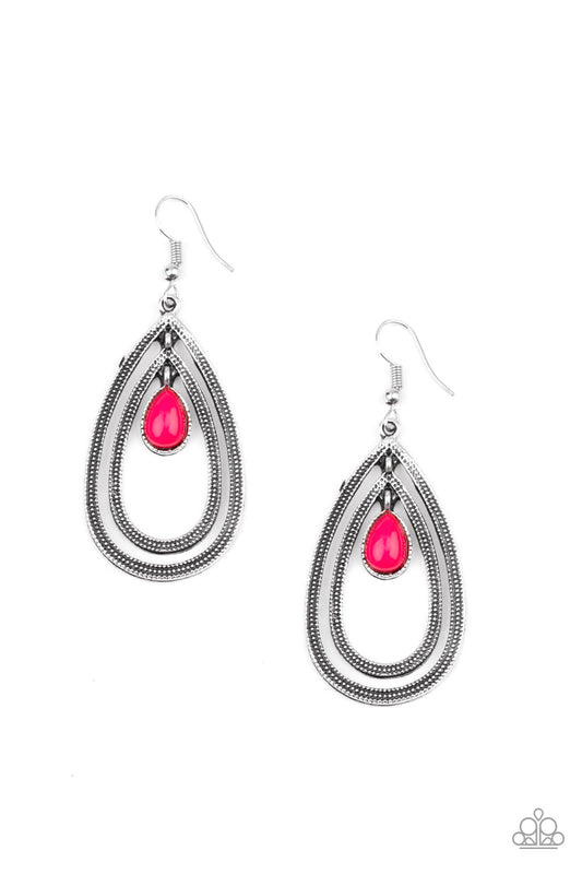 Paparazzi Earrings - Drops of Color - Pink