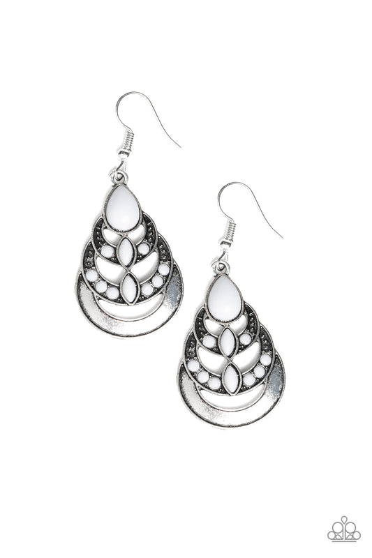 Paparazzi earrings - Boho Brilliance - White