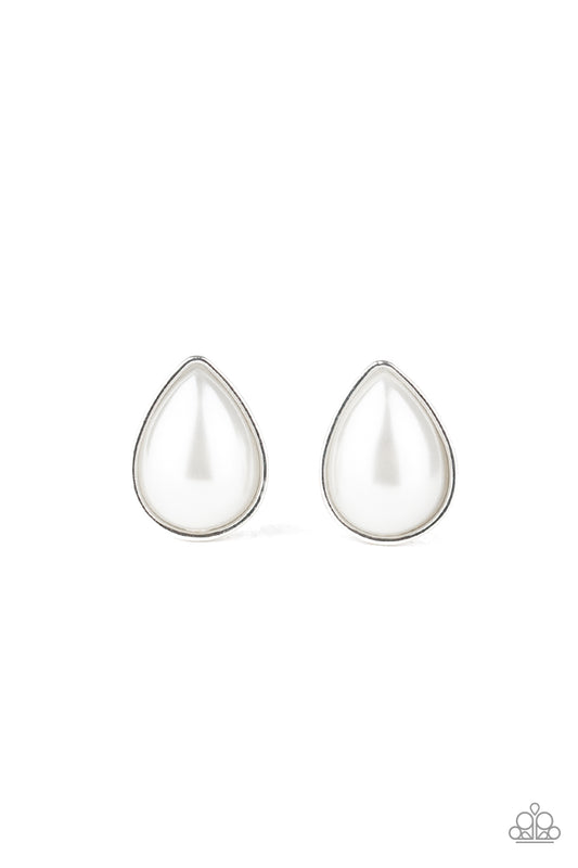 Paparazzi Earrings - Post - Sheer Enough - White