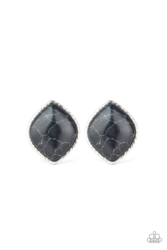 Paparazzi Earrings - Marble Marvel - Black