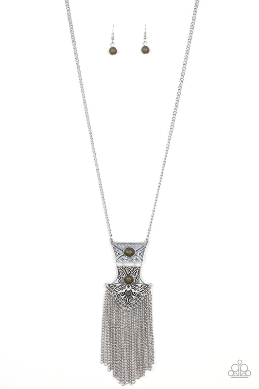 Paparazzi Necklaces - Totem Tassel - Green