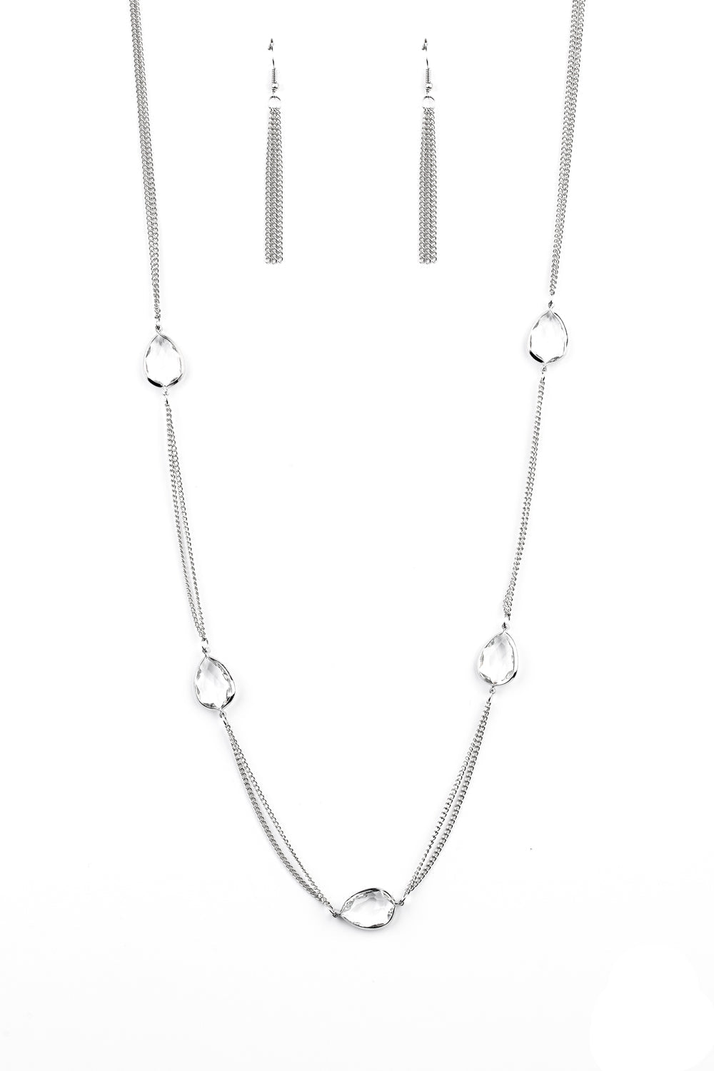 Paparazzi Necklaces - Teardrop Timelessness - White