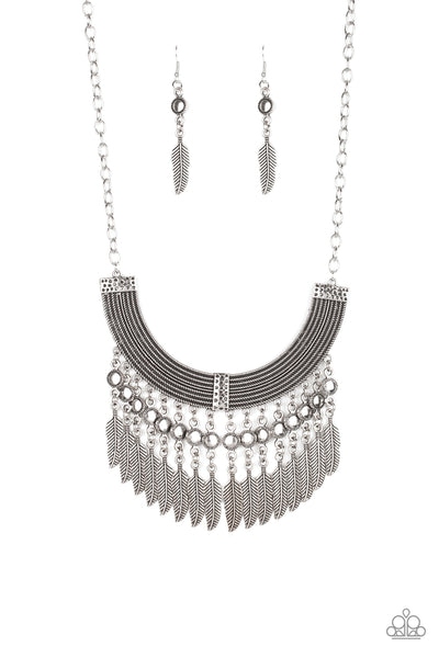 Paparazzi Necklaces - Fierce In Feathers - Silver