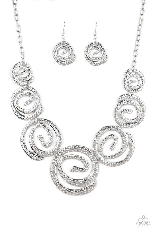 Paparazzi Necklaces - Statement Swirl - Silver