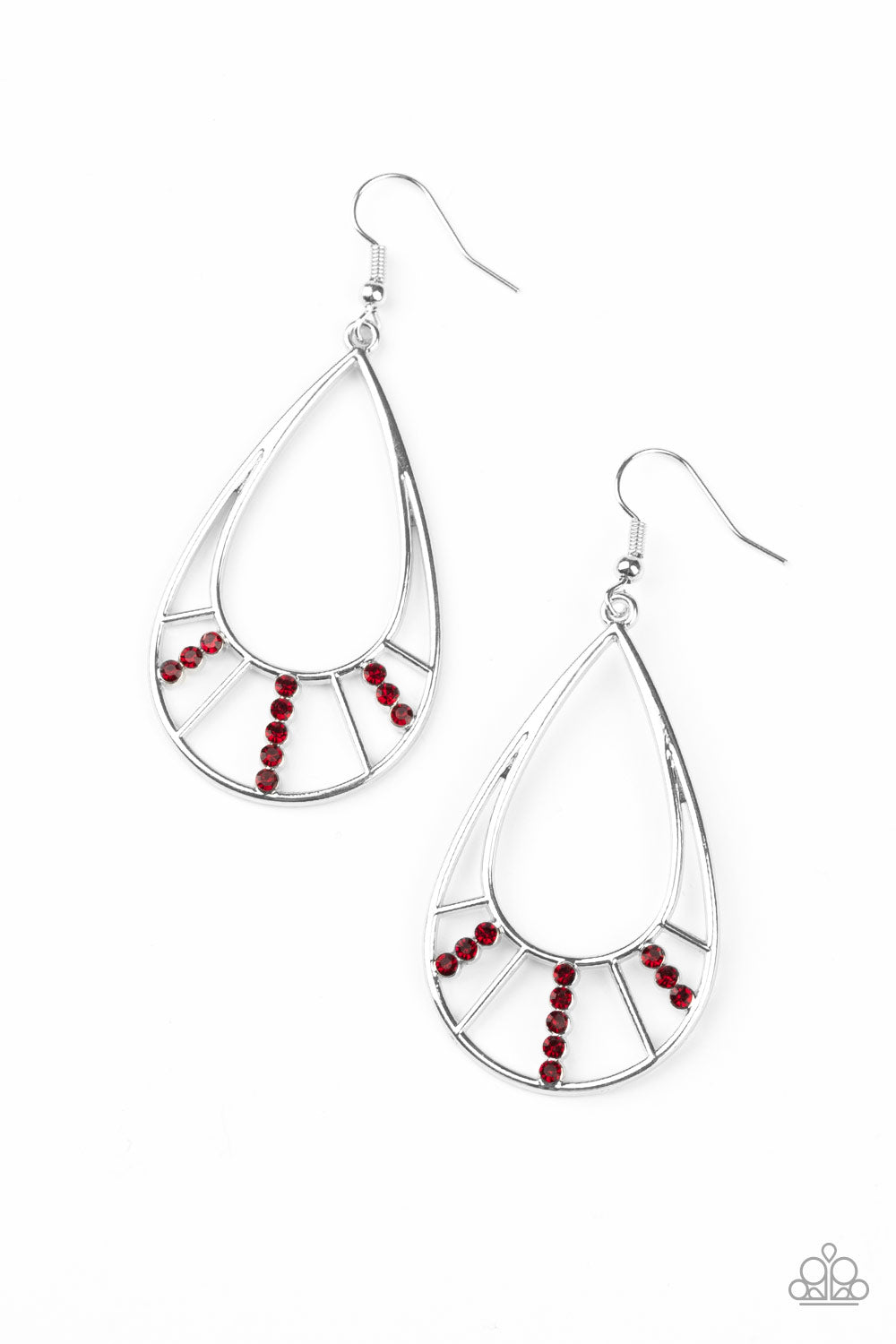 Paparazzi Earrings - Line Crossing Sparkle - Red