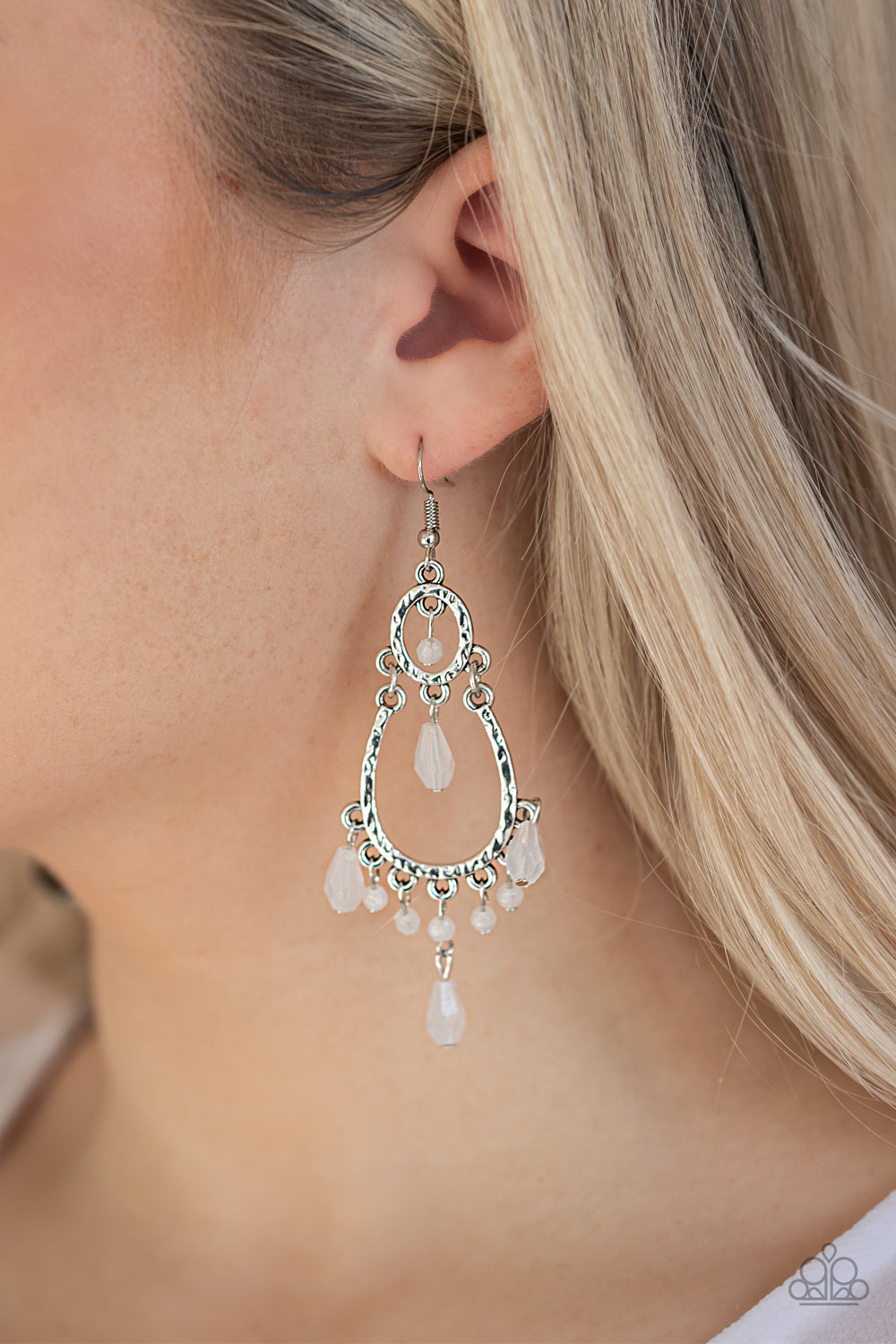 Paparazzi Earrings - Summer Sorbet - White