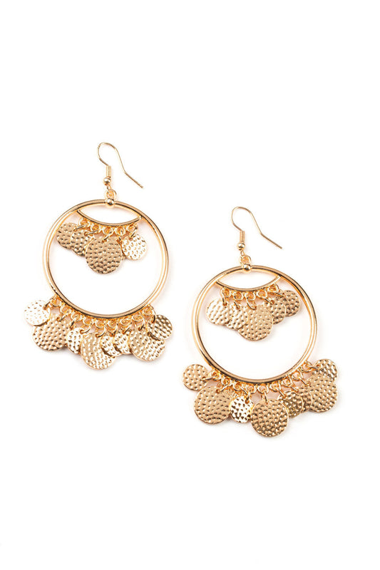 Paparazzi Earrings - ALL-CHIME High -Gold