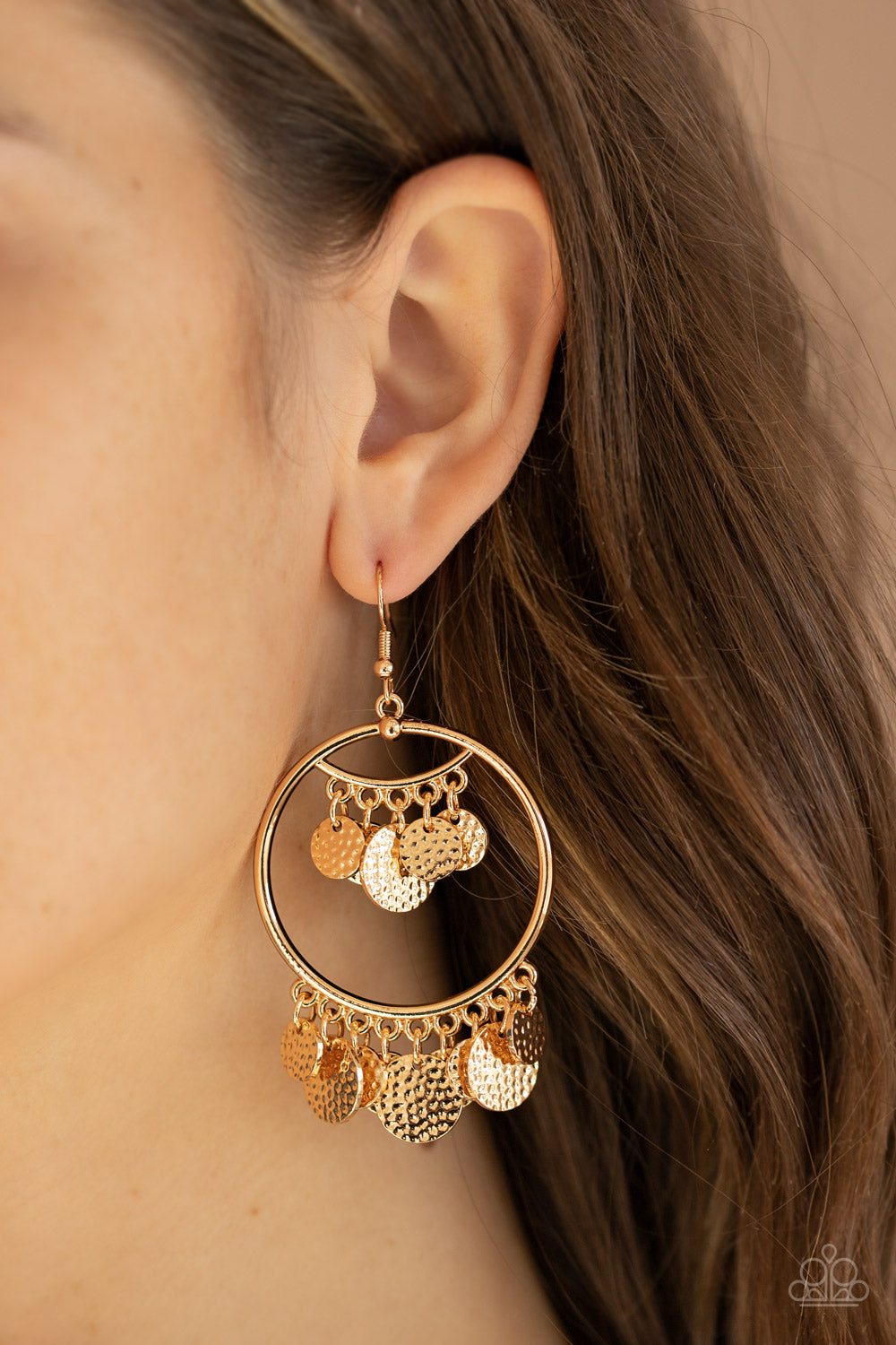 Paparazzi Earrings - ALL-CHIME High -Gold