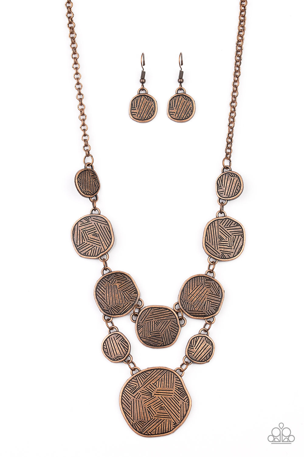 Paparazzi Necklaces - Metallic Patchwork - Copper