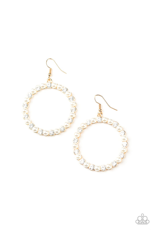 Paparazzi Earrings - Pearl Palace - Gold